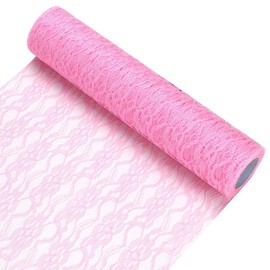 HOMYHOME Lace Roll 12" pink lace fabric for wedding lace table runners Chair Sash Bow DIY Wedding Party Art Craft Decor 24 Yards