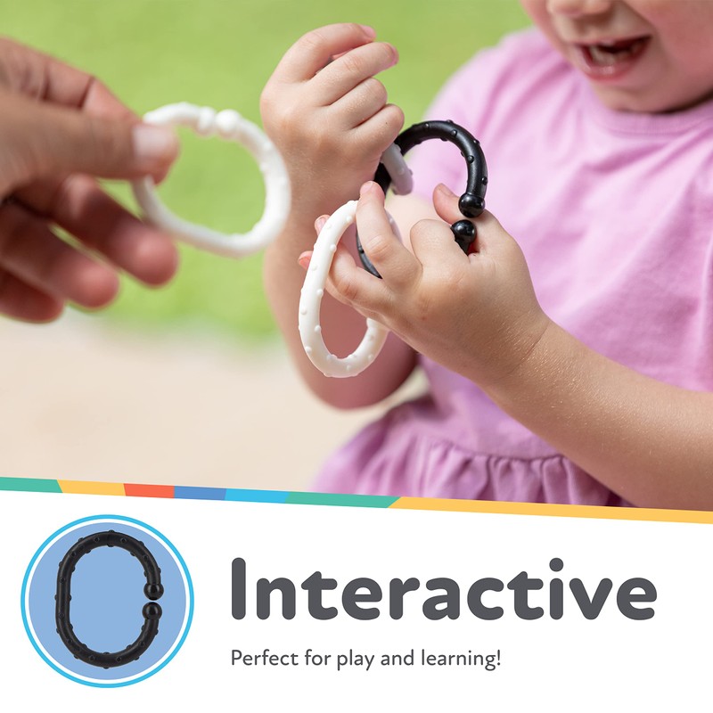 Nuby Linkables, Black, Grey, and White Attachable Links for Strollers,