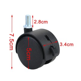 Kuqqi 2 Inch Swivel Stem Caster Wheel with Locking Brakes Plastic Replacement Furniture Shelves Wheels Floor Protecting Office Chair Swivel Caster,Pack of 4