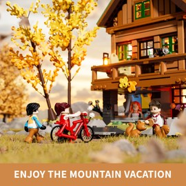 FUNWHOLE FUNWHOLE Mountain-Cabin House Lighting Building-Bricks Set - Friends Mountain House and Treehouse Collection LED Light Building Set 2255 Pcs for Adults and Teen