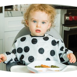 Tiny Twinkle Unisex Baby Full Sleeve Feeding Bibs, Polka Dot, 2-4 Years US