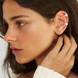 ALEXCRAFT Chunky Ear Cuff Gold Silver Set Non-Piercing Fake Helix Cartilage Ear Cuff Without Ear Hole Wrap Earring Fake Earrings Ear Cuffs Ear Cuff for Women Girlfriend Mum