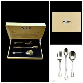 Oneida Baby Chateau Stainless Flatware Silverware 3 Piece Boxed Set