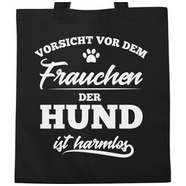 Shirtracer - Cotton Bag - Gift for Dog Owners - Beware of the Mummy the Dog is Harmless, 1 black