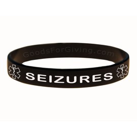 Seizures ID Bracelet Wristband Combo - 5 Pack - 8 Inches - Standard - Black Blue Green Red Purple