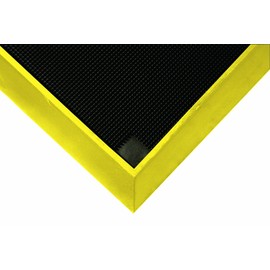 Wearwell Footbath Mat - Black/Yellow. Shoe Mat - 5 Gallon Capacity. Tall Wall for Cleaning Solutions. 32"" L x 39"" W x 2-1/2"" Thickness. For Food Processing Facilities (222.2.5x32x39BK)