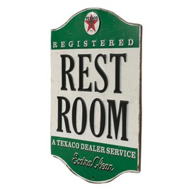 Texaco Restroom Embossed Metal Sign - Vintage Texaco Restroom Sign for Bathroom - Registered and Extra Clean