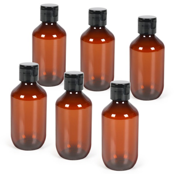 TRENDBOX Travel Size Amber Bottles with Flip Cap - 6