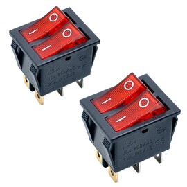 Ganasome 2pcs KCD4 Red Light 6P Terminals ON/Off Double SPST 2 Way Snap in Boat Rocker Switch - AC 250V 16A