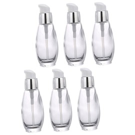 PACKOVE 6Pcs Refillable Glass Foundation Bottles Travel Lotion Containers with Ring and Pump Leak Liquid Holders for Toiletries Skincare and Outdoor Activities