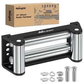 Nilight Winch Fairlead 10 Inch (254mm) Heavy Duty Winch Roller Fairlead 4-Way Universal Cable Guide with Mounting Hardware for Steel Cable 8000-12000 LBS UTV ATV Winches Accessory Replacement Black