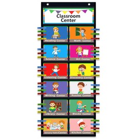 Classroom Management Pocket Chart Teacher's Helper,Classroom Course Tracking Pocket Charts with Clip Great for Classroom Homeschool.Preschool Classroom Must Haves Supplies