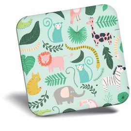 Destination Vinyl ltd Fridge Magnet - Cute Jungle Animals Pattern Lion Monkey for Office, Cabinet and Whiteboard, Magnetic Stickers, 44784