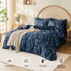 MUXHOMO Navy Blue King Comforter Set, Elegant Floral Print Bed