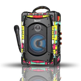 IRUYEE Portable Bluetooth Speaker with Microphone, Karaoke Machine with LED Lights for Kids and Adults, Subwoofer Heavy Bass with FM Radio, Supports Bluetooth/USB/TF/AUX for Party, Multicolor