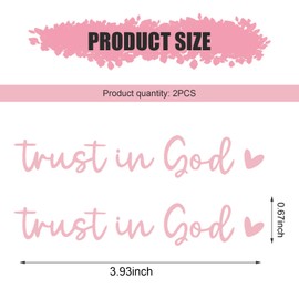 Zikefest 2PCS Trust in God Rearview Mirror Sticker, Vanity Mirror Stickers, Vinyl Rearview Mirror Decorative Decals, Cute Car Window Decals, Car Accessories, for Car Truck Laptop (Pink)