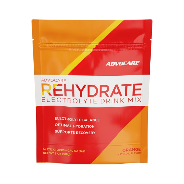AdvoCare Rehydrate Electrolyte Drink Mix - Electrolytes Powder - Orange - 14 Hydration Packets