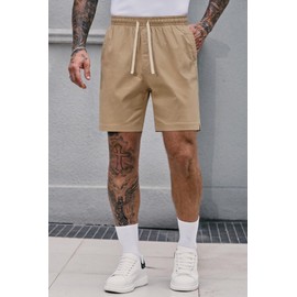 Herberton Men's 6 Inch Inseam Shorts Fashion Short Stylish Baggy Vacation Casual Washed Loose Fit Basic Short Khaki XXL