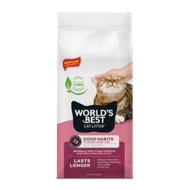 WORLD'S BEST CAT LITTER Good Habits Cat Attract Litter | Natural Plant-Based Attractant | Multicat Flushable Corn Litter | Unscented Odor Control | Low Tracking & Lightweight | Made in USA 8lb Bag