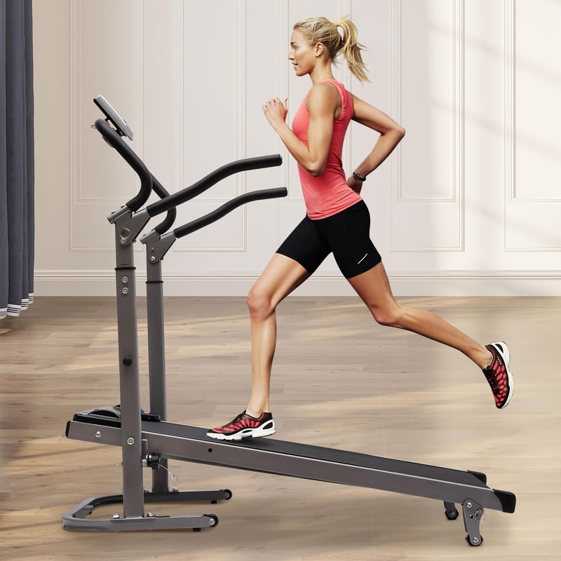 Folding Treadmill, Under Desk Treadmill Walking Pad with Handle Bar