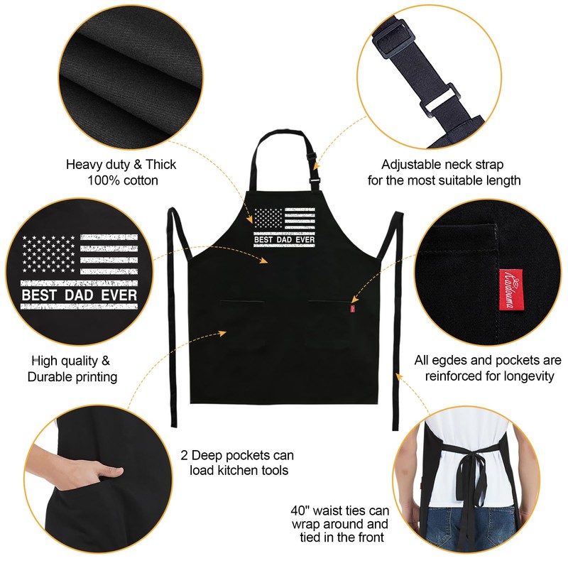 Cooking Aprons for Dad - Men's Funny Chef BBQ Grill