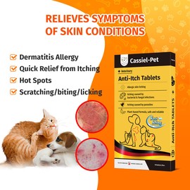 Cassiel pet Dog Allergy Relief Chews - Dog Itch Relief - Relieves Rash, Heals Wounds, Soothes Inflammation, Treats Bites, Scratches, Cat Wound Care - 10 Chews