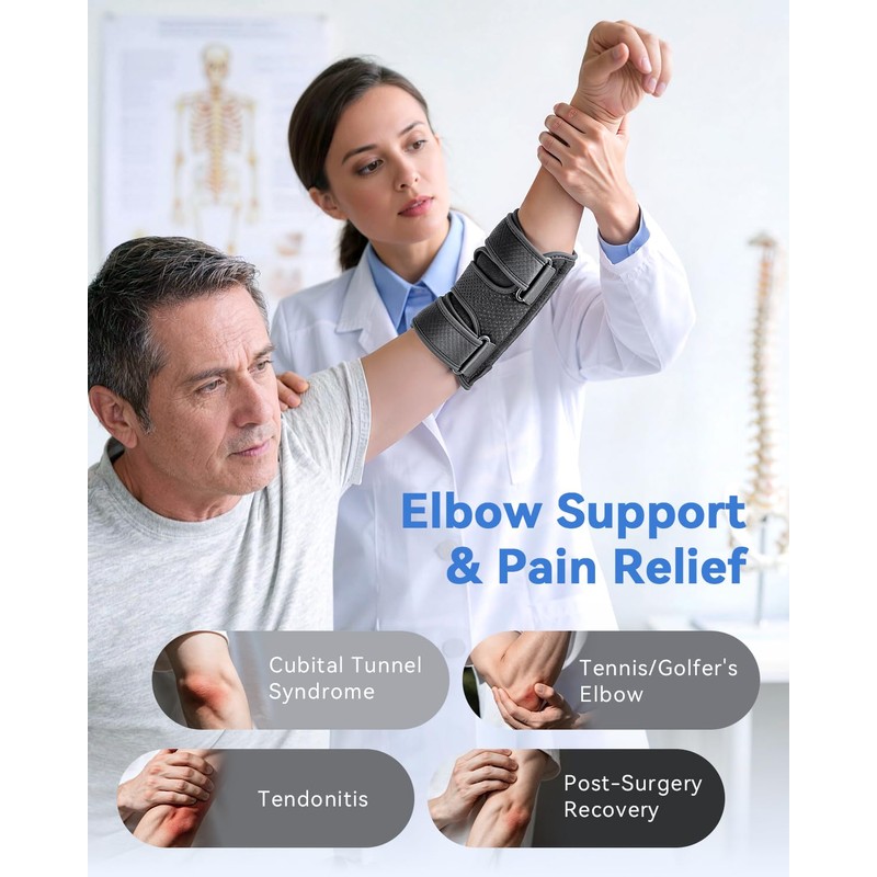 Upgraded Cubital Tunnel Elbow Brace for Women and Men,Elbow Splint-M