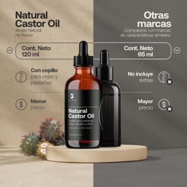Aceite de Ricino 100% Natural 120 ml Prensado en Frio para Hidratación Profunda, Natural Castor Oil para Pestañas, Cejas y Cabello. Natural Castor Oil. B Life