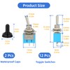 12 Pcs Mini Toggle Switch SPST with 2 Pcs Waterproof