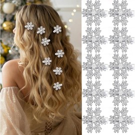 10Pcs Mini Snowflake Hair Clips Sparkly Rhinestone Pearl Hair Barrettes Cute Hair Pins Snap Small Silver Metal Alligator Clips Christmas Hair Accessories for New Year Wedding Party Hair Clip