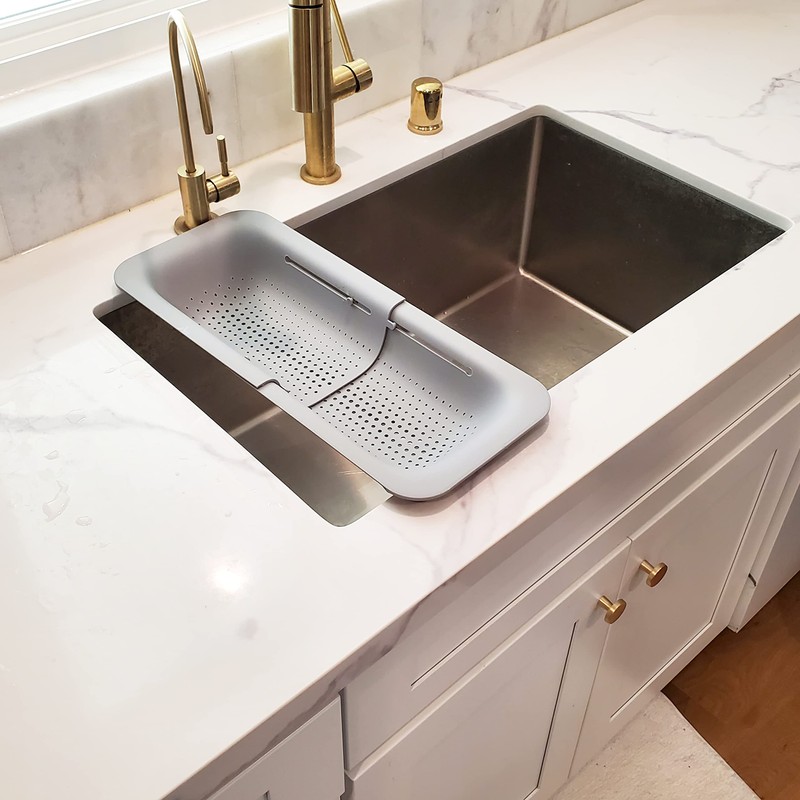 Makerstep Over the Sink Colander Strainer Basket - Expandable, Wash,