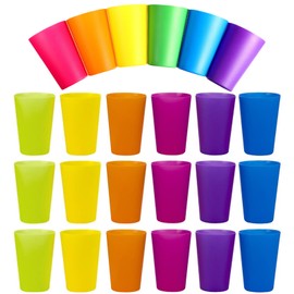 Eidoct 24 Pcs Reusable Drinking Cups, 260ml 6 Bright Colors Cups for Kids, Shatterproof Party Cups, Camping Cups, Party Cups for Adults, Ideal for Kitchen, Outdoor Parties, Picnics,Travels