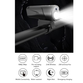Bike Camera with Handlebar Light, HD 1080P Outdoor Bike Video Camera, Motorcycle Helmet Camera Outdoor Sports Action Camera