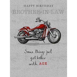 Noel Tatt Brother-in-Law Birthday Card - Classic Motorbike Better with Age Embossed with Foil Details - Eco-Friendly and Recyclable