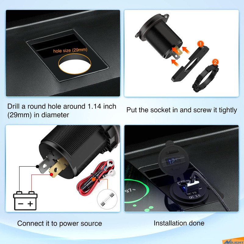 Nilight USB Socket PD Type C and QC 3.0 USB