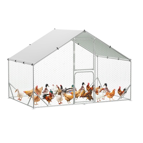 Large Metal Chicken Coop,Chicken Cages for Outside,Heavy Duty Walk-in Metal