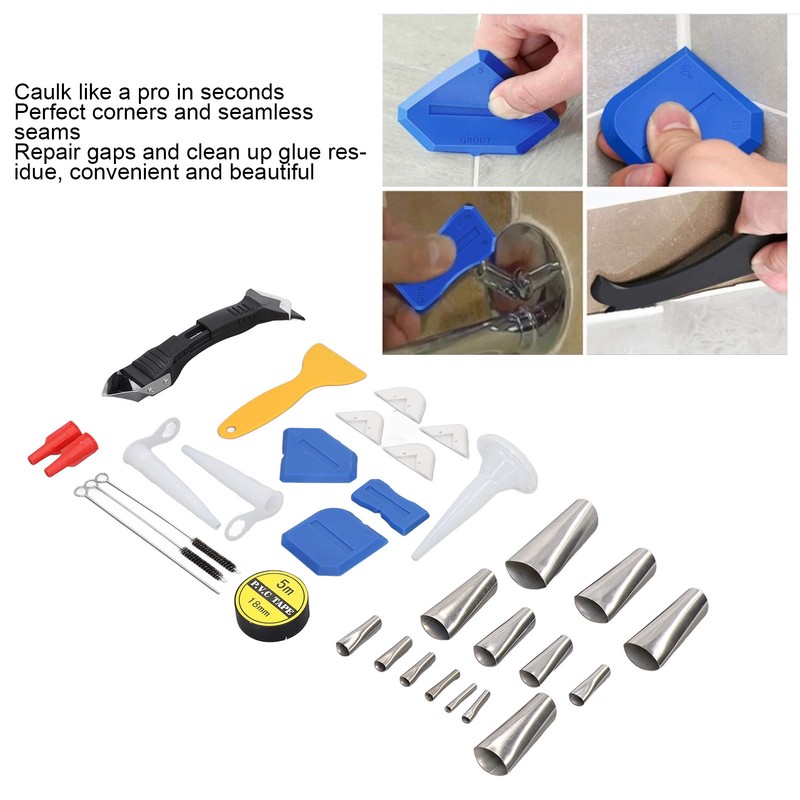 Caulking Finishing Tool Kit Stainless Steel Silicone Sealant Caulk Grout