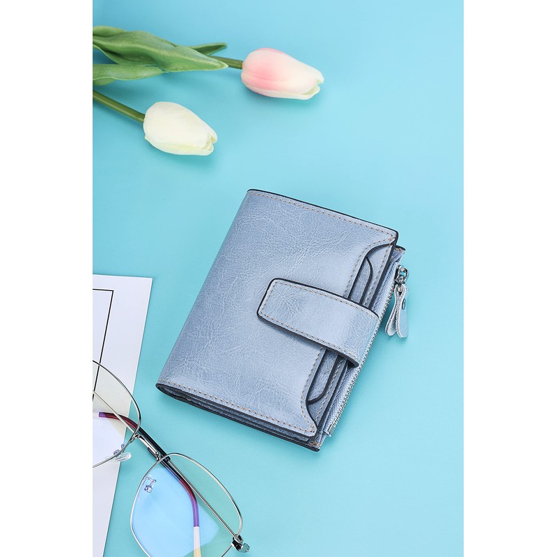 Lavemi Small Compact Women Wallet RFID Blocking Genuine Leather Bifold