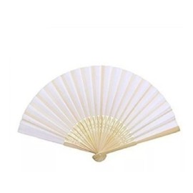KFMX 36 Abanicos Blanco Madera Tela Fiesta Boda Recuerdos Fiesta