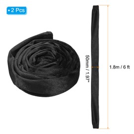 PATIKIL 1.97" x 6Ft Chandelier Chain Cord Cover, 2 Pcs Velvet Cloth Fabric Chain Sleeve for Chandelier, Wires Swing, Cable, Black