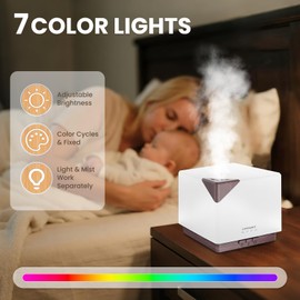 URPOWER 700ML Aromatherapy Essential Oil Diffuser, 700ml Large Ultrasonic Scent Diffusers Humidifier with Adjustable Mist Mode/4 Timer Settings/ 7 LED Light Colors for Home Office Study