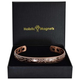 Small Wrist Copper Magnetic Bracelet Women Copper Bangle Cuff with Magnets Adjustable-FC (S/M: Wrist 15-18cm/6-7")