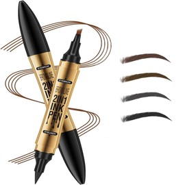 2024 New Magic Dual-Ended Eyebrow Pencil,Waterproof Eye Liner and Four-Tip Liquid Brow Pen for Quick and Precise Brow Definition, Eye Makeup Gifts for Women 04 Black
