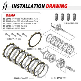 GOLKNHA Clutch kit & Steel Frication Plate for Suzuki Intruder Volusia 800 VL800 Boulevard C50 C50T M50 M50B VS800 OEM# 21441-37400-000 21451-14A00-000