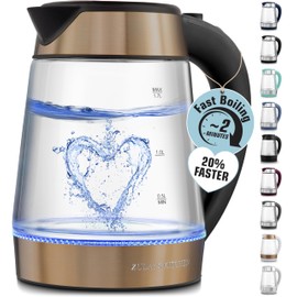 Zulay Kitchen Fast Boiling Electric Water Kettle - 1.7L, 1500W, Auto Shut-Off for Overboil & Boil Dry Protection, Cool-Touch Handle, 360° Base - Rapid Teapot Boiler For Coffee & Tea - Black Copper