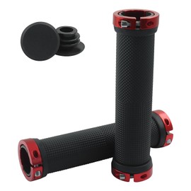 Unlorspy 2Pcs Red Mountain Handlebar Grips, Rubber Soft Non-Slip Hand Grip Bicycle Bandlebar Grips for Bicycles, Road, MTB, Beach Cruiser, Folding Bike, Scooter
