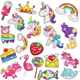 Unicorn Diamond Painting for Girls Diamond Pictures Children Gifts Diamond Painting Sticker Diamond Toy for Toddlers Colour Stickers from 4 5 6 7 8 10 Years Girls