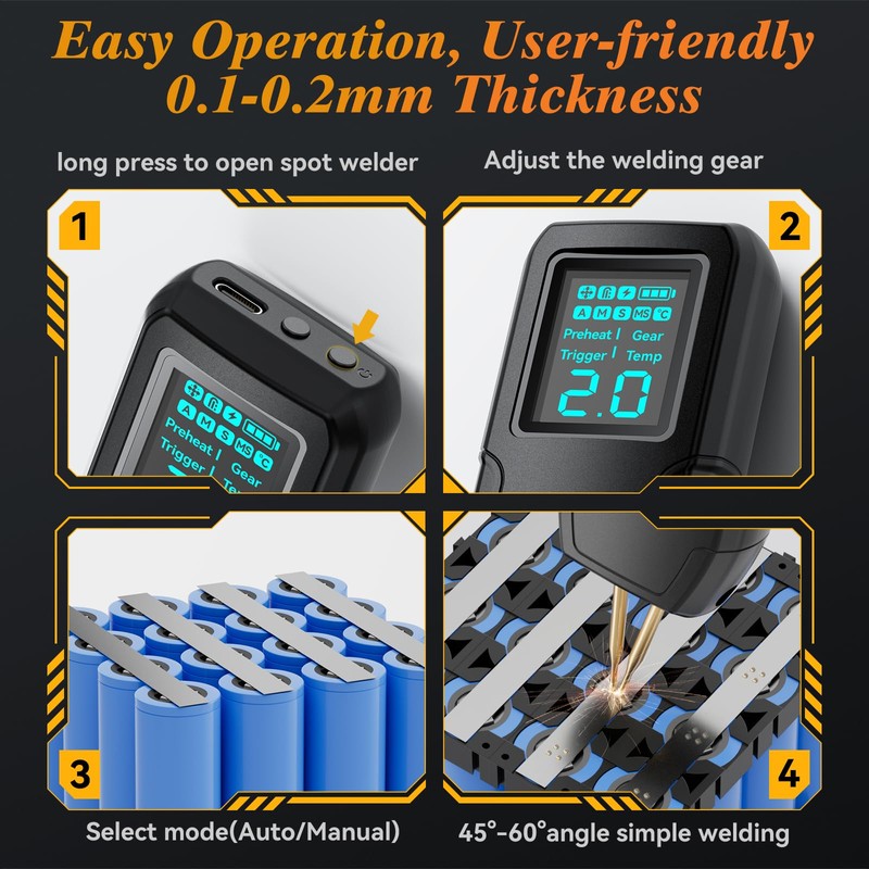Battery Spot Welder, Awgem Battery Welder 99 Gear Handheld Spot