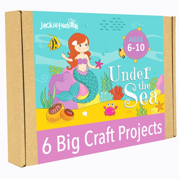 jackinthebox Under The Sea Themed Craft Kit | Includes Beautiful Felt Mermaid Sewing Kit | 6 Different Crafts-in-1 | Best Gift Girls Ages 6 to 10 Years (6-in-1)