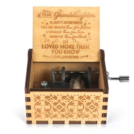 Hand Crank Music Box Engraved Vintage Musical Box-U R My Sunshine Antique Wood Gift to My Granddaughter from Grandma for Birthday Christmas Thanksgiving